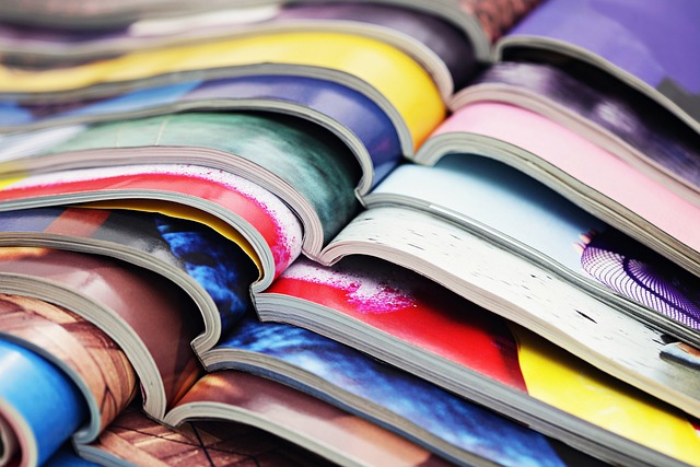 Colorful image of multiple open journals. Image by kconcha from Pixabay.